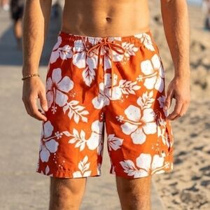 NWOT SONOMA LIFE+style Orange and White Hawaiian Swim Trunks